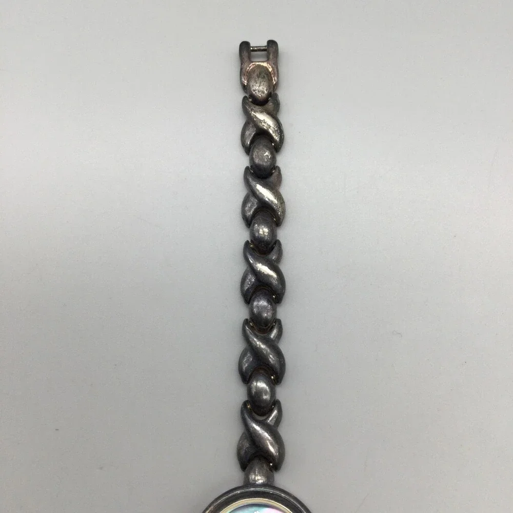 Vintage Monet Womens Watch 21mm Abalone Dial Silver Tone New Battery 7.25